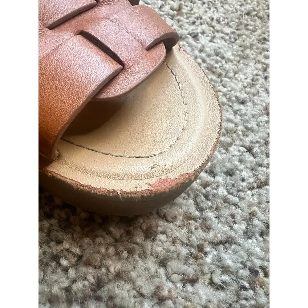 Girls Sandals, Size 1, Soda Brand, Brown, Buckle, Weave, Open Toe, Summer